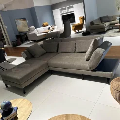 Brühl Ecksofas|Sofa Four Two Stoff 2813 0021 Greige Grau Beige Metallkufen Und Rollen Schwarz