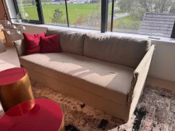 Meridiani 2-Sitzer-Sofas|Sofa Fox Bezug Stoff Santos Taupe Beige Füße Metall Inklusive 2 Rückenkissen