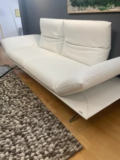 Koinor 2-Sitzer-Sofas|Sofa Francis Leder Bull Latte Weiß Füße Metallkufe Nickel Satiniert