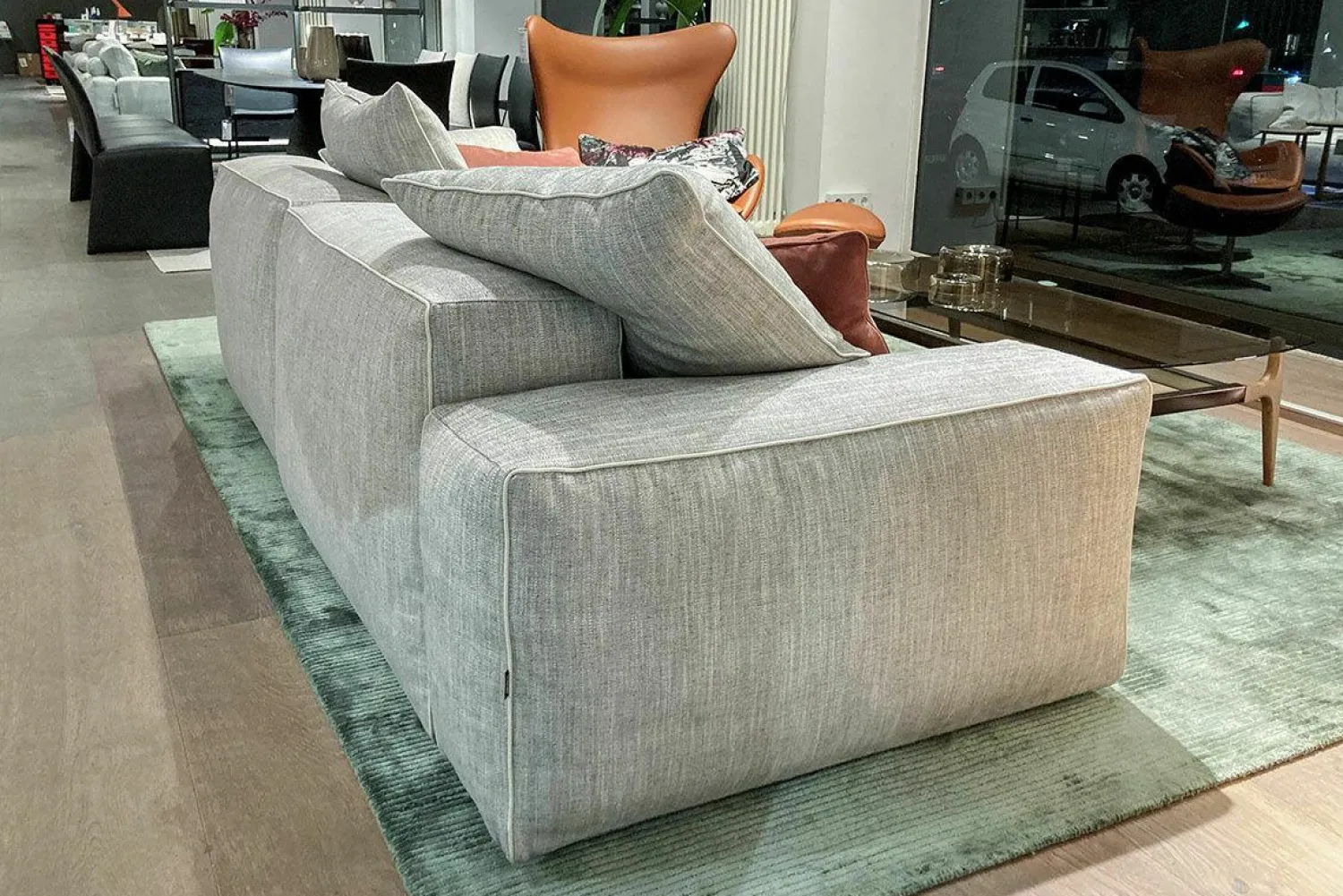 Marelli 3-Sitzer-Sofas|Sofa Gary Stoff Grau Mit Lederkissen Keder Braun