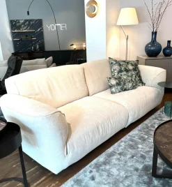 Edra 3-Sitzer-Sofas|Sofa Grande Soffice Stoff Imperial T 8560 Beige Füße Mit Stoff Bezogen Rückenlehne Verstellbar