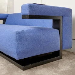 Tecta 2-Sitzer-Sofas|Sofa Gropius F51 2 Stoff Dama 0077 Blau Gestell Esche Schwarz
