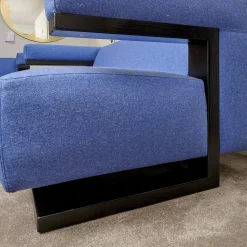 Tecta 2-Sitzer-Sofas|Sofa Gropius F51 2 Stoff Dama 0077 Blau Gestell Esche Schwarz