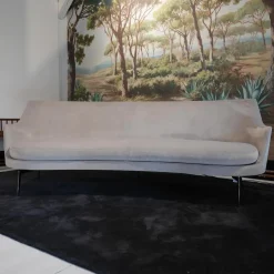 Flexform 2-Sitzer-Sofas|Sofa Guscio Bezug Extra Eldorado 1551 Grau Metallfüße Schwarz Verchromt