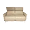 himolla 2-Sitzer-Sofas|Sofa Hans Leder 35 Mariposa Opal Beige Metallfuß Edelstahloptik 62 Silber