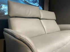 himolla 2-Sitzer-Sofas|Sofa Hans Leder 35 Mariposa Opal Beige Metallfuß Edelstahloptik 62 Silber