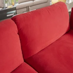Bielefelder Werkstätten 2-Sitzer-Sofas|Sofa Heaven Bezug Stoff Hot Madison Reboot CH1249 706 Rot Füße Matt Lackiert Schwarz Mit Zwei Abklappbaren Armlehnen