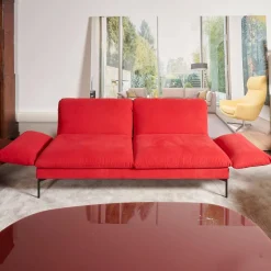 Bielefelder Werkstätten 2-Sitzer-Sofas|Sofa Heaven Bezug Stoff Hot Madison Reboot CH1249 706 Rot Füße Matt Lackiert Schwarz Mit Zwei Abklappbaren Armlehnen