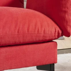 Bielefelder Werkstätten 2-Sitzer-Sofas|Sofa Heaven Bezug Stoff Hot Madison Reboot CH1249 706 Rot Füße Matt Lackiert Schwarz Mit Zwei Abklappbaren Armlehnen
