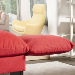 Bielefelder Werkstätten 2-Sitzer-Sofas|Sofa Heaven Bezug Stoff Hot Madison Reboot CH1249 706 Rot Füße Matt Lackiert Schwarz Mit Zwei Abklappbaren Armlehnen