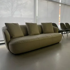 Walter Knoll 2-Sitzer-Sofas|Sofa Ishino Elen Leder 1391 Linen Grün Sockel Schwarz Lackiert