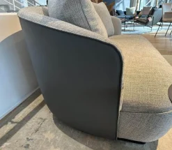Walter Knoll 2-Sitzer-Sofas|Sofa Ishino Stoff Togba Pebble Grau Meliert Rücken Leder Congress 1441 Basalt Schwarz Sockel Schwarz Lackiert Inklusive Kissen