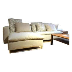 Signet Ecksofas|Sofa Isla Milan Stoff Hipo Natur Creme Schlaffunktion