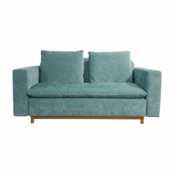 Signet 2-Sitzer-Sofas|Sofa Isla Stoff Abby Petrol Blau Gestell Eiche Geölt