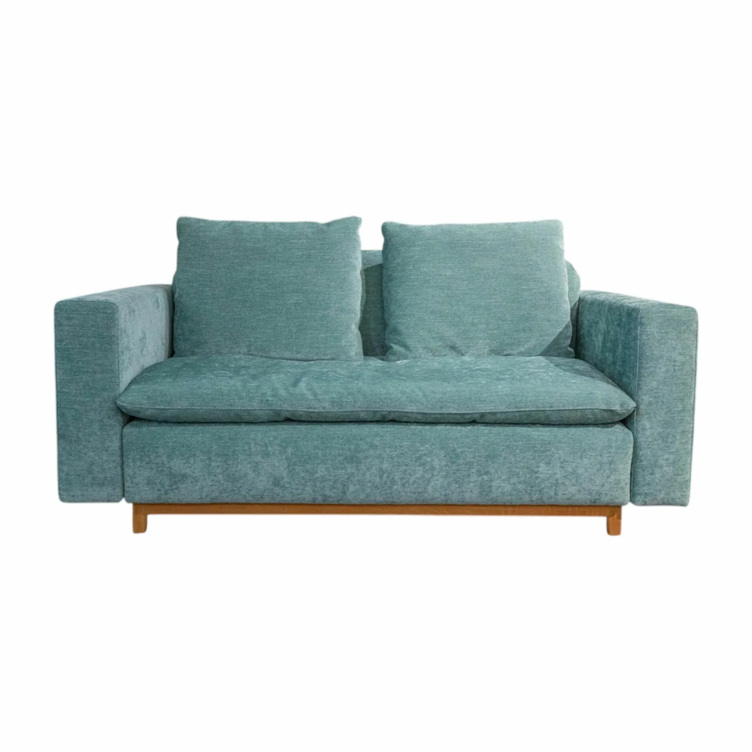 Signet 2-Sitzer-Sofas|Sofa Isla Stoff Abby Petrol Blau Gestell Eiche Geölt