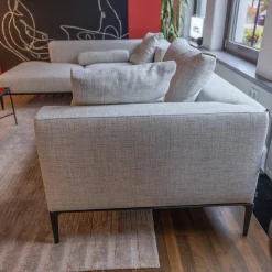 Walter Knoll Ecksofas|Sofa Jaan Living Bezug Stoff Duala 7674 Off-White Weiß Grau Untergestell Schwarz Pulverbeschichtet Matt Inklusive Kissen Und Ablageboard