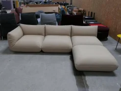 COR Ecksofas|Sofa Jalis 21 Leder 420 Sand Beige Nahtband 5090 Sand Beige Inklusive Hocker