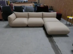 COR Ecksofas|Sofa Jalis 21 Leder 420 Sand Beige Nahtband 5090 Sand Beige Inklusive Hocker
