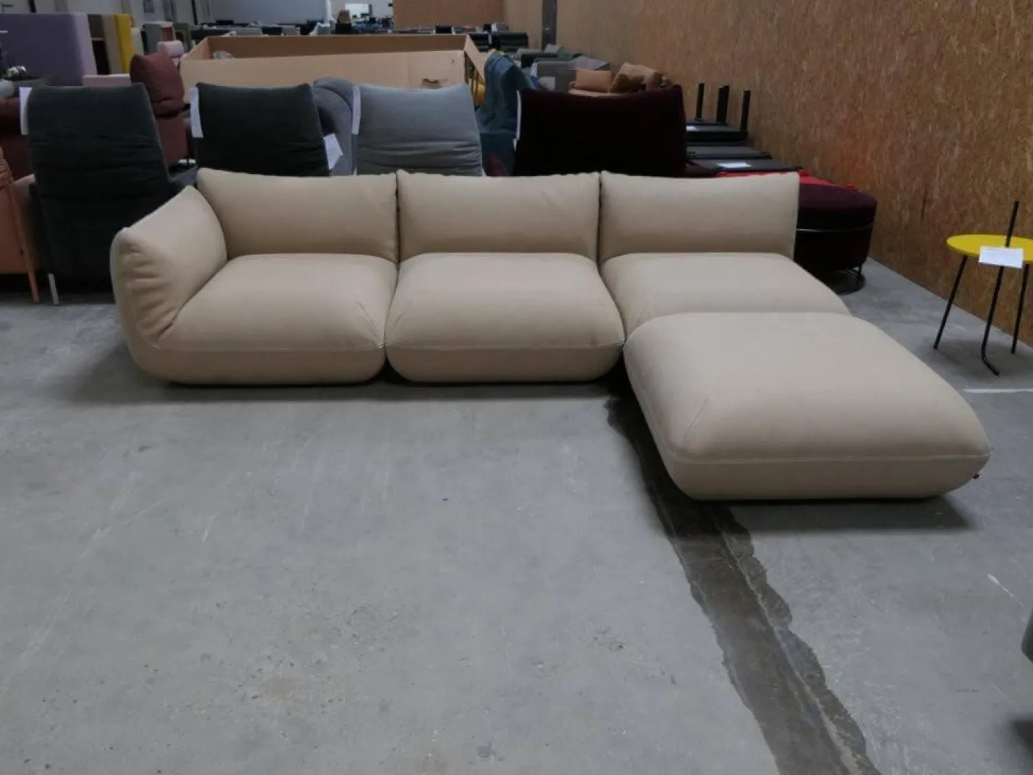 COR Ecksofas|Sofa Jalis 21 Leder 420 Sand Beige Nahtband 5090 Sand Beige Inklusive Hocker