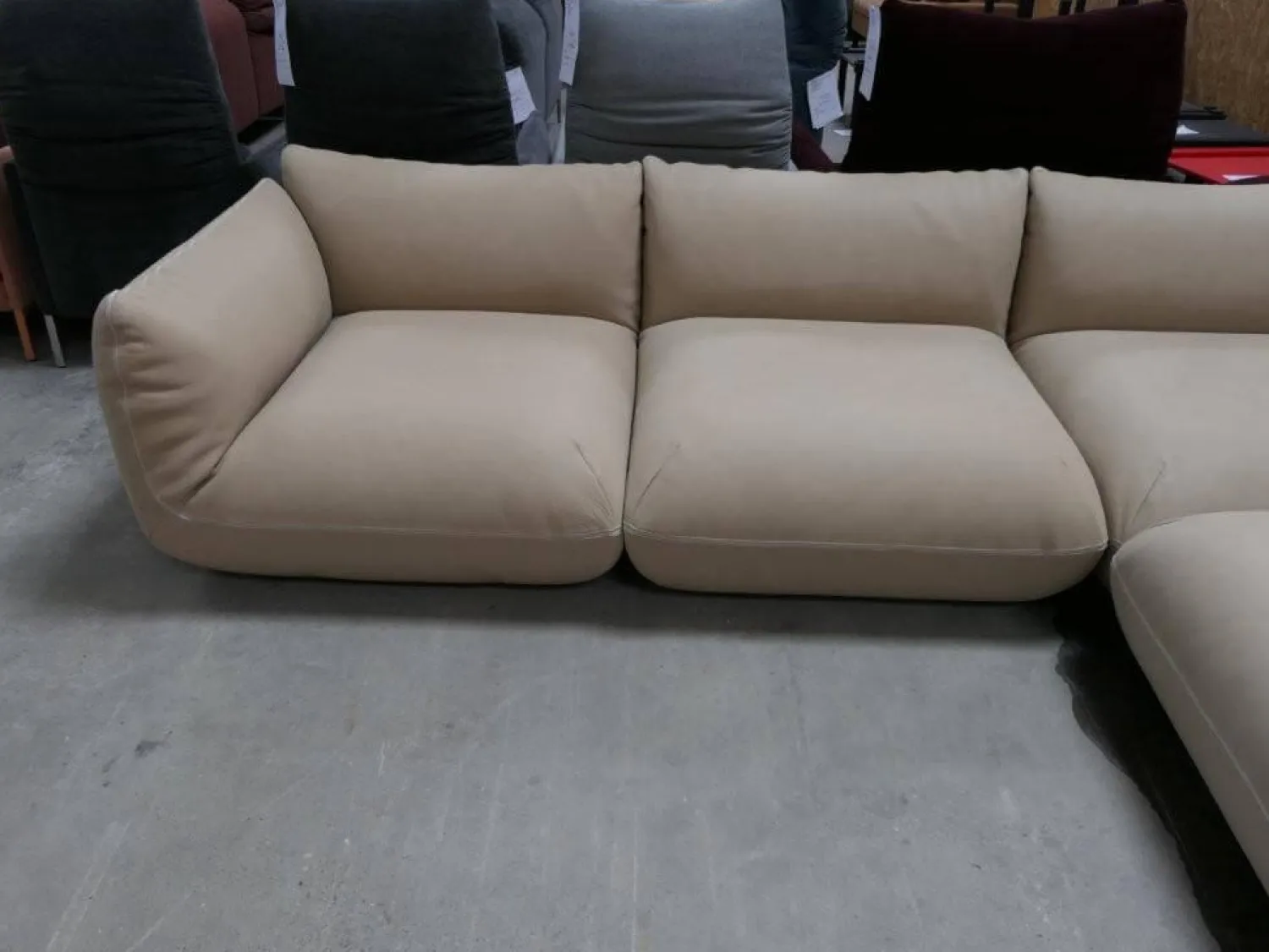 COR Ecksofas|Sofa Jalis 21 Leder 420 Sand Beige Nahtband 5090 Sand Beige Inklusive Hocker