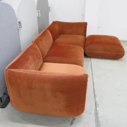 COR 3-Sitzer-Sofas|Sofa Jalis 21 Stoff 9072 Kürbis Orange Rot Nahtband 5091 Mittelgrau