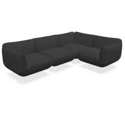 COR Ecksofas|Sofa Jalis Stoff 8145 Dunkelgrau Nahtband Grau mit einem Rückenkissen