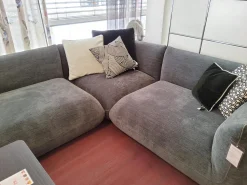 COR Ecksofas|Sofa Jalis Stoff 8145 Dunkelgrau Nahtband Grau mit einem Rückenkissen