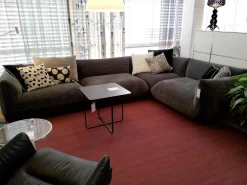 COR Ecksofas|Sofa Jalis Stoff 8145 Dunkelgrau Nahtband Grau mit einem Rückenkissen