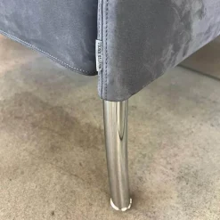 Walter Knoll 3-Sitzer-Sofas|2-Sitzer-Sofas|Sofa Jason 390 25 FLFR Leder Velvet 1481 Poppy Seed Grau Gestell Hochglanz Verchromt Mit Nackenrollen