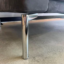 Walter Knoll 3-Sitzer-Sofas|2-Sitzer-Sofas|Sofa Jason 390 25 FLFR Leder Velvet 1481 Poppy Seed Grau Gestell Hochglanz Verchromt Mit Nackenrollen