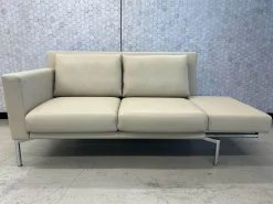 Walter Knoll 2-Sitzer-Sofas|Sofa Jason 390 20 Leder Sierra Dune Beige Gestell Silber Hochglanz Verchromt inkl. Funktionsarmlehnen
