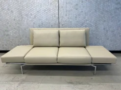 Walter Knoll 2-Sitzer-Sofas|Sofa Jason 390 20 Leder Sierra Dune Beige Gestell Silber Hochglanz Verchromt inkl. Funktionsarmlehnen