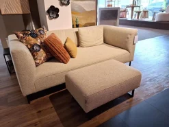 freistil Rolf Benz 2-Sitzer-Sofas|Sofa K SOB 160 202 Stoff 7463 Kieselgrau Grau Stahlkufe Tiefschwarz Mit Hocker Und Kissen