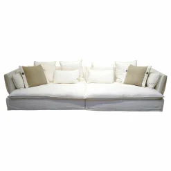 Frigerio 3-Sitzer-Sofas|Sofa Kimono Large Stoff Air 11 Ecru Weiß Beige Cat. Lusso mit 10 Kissen
