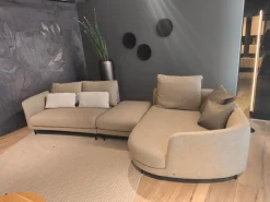 Rolf Benz Ecksofas|Sofa Kumo Stoff 24 550 Grau Beige Gussfuß Aluminium Glatt Matt Schwarz Pulverbeschichtet Inklusive Kissen