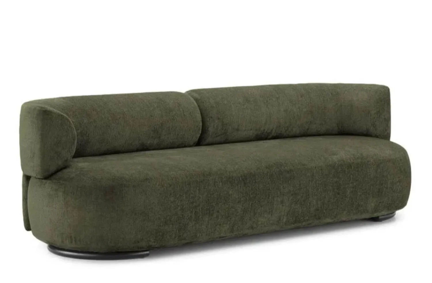 Kartell 3-Sitzer-Sofas|Sofa K-´Waiting Stoff Chenille Grün Füße Stahl Schwarz Lackiert
