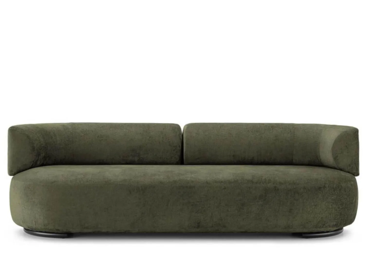 Kartell 3-Sitzer-Sofas|Sofa K-´Waiting Stoff Chenille Grün Füße Stahl Schwarz Lackiert