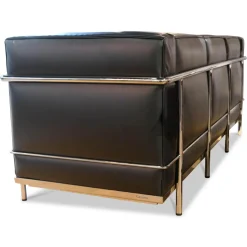 Cassina 3-Sitzer-Sofas|Sofa LC2 Dreisitzer Leder Scozia 13X606 Grafite Schwarz Gestell Verchromt