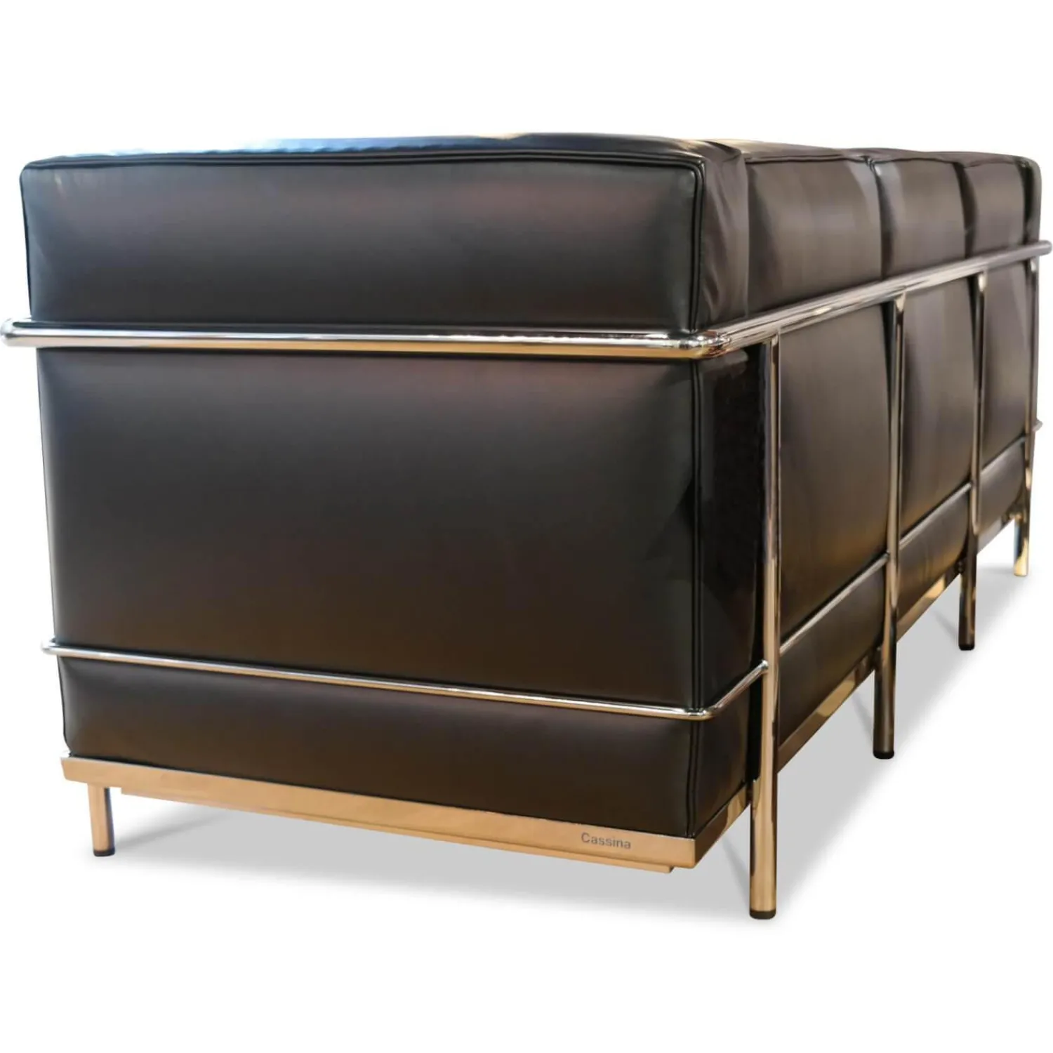 Cassina 3-Sitzer-Sofas|Sofa LC2 Dreisitzer Leder Scozia 13X606 Grafite Schwarz Gestell Verchromt