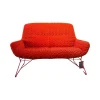 Freifrau Bänke|Sofa Leya Lounch Couch Stoff Velours Tresse Sunset 17229 6 Rot Orange Gestell RAL 3000 Feuerrot Rot