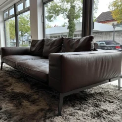 Flexform 3-Sitzer-Sofas|Sofa Lifesteel 14C04 Leder Pelle Deluxe 619 Braun Füße Metall Brüniert Inklusive Kissen