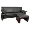 Jori 2-Sitzer-Sofas|Sofa Linea 210 Leder Fuerte Schwarz mit Hocker