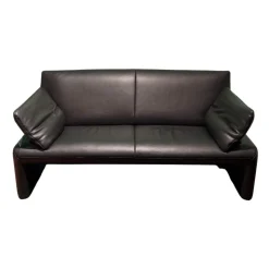 Jori 2-Sitzer-Sofas|Sofa Linea Leder Lipano Black Schwarz