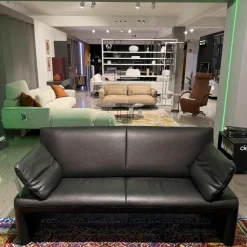 Jori 2-Sitzer-Sofas|Sofa Linea Leder Lipano Black Schwarz