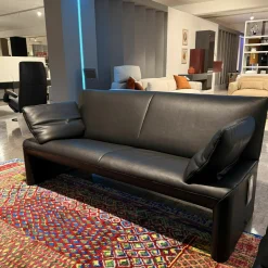 Jori 2-Sitzer-Sofas|Sofa Linea Leder Lipano Black Schwarz