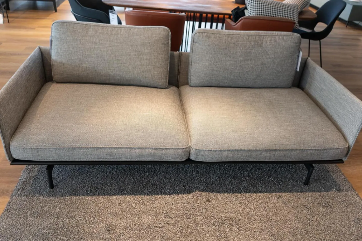 Rolf Benz 2-Sitzer-Sofas|Sofa Liv Stoff 18 100 Grau Gestell Verkehrsschwarz Mit Rückenkissen Ruk 535 84 Stoff Grau