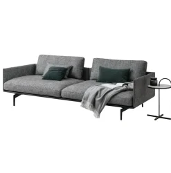 Rolf Benz 2-Sitzer-Sofas|Sofa Liv Stoff 17 Beigegrau Aluminiumgestell Marrone Metallic 4 Kissen 2 Polsterrollen
