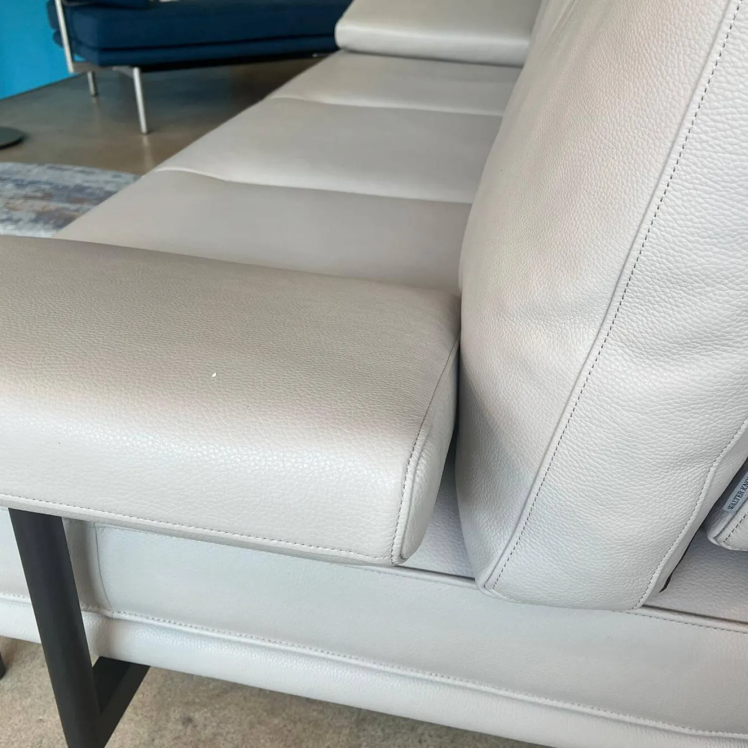 Walter Knoll 3-Sitzer-Sofas|Sofa Living Platform 400 30 FLFR Leder Lima Stone Grey Grau Beige Gestell Stahl Schwarz Matt Pulverbeschichtet