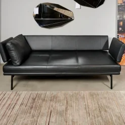 Walter Knoll 2-Sitzer-Sofas|Sofa Living Platform Leder Classic Black Schwarz Gestell Matt Pulverbeschichtet Schwarz