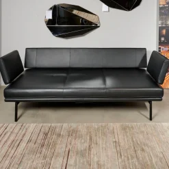 Walter Knoll 2-Sitzer-Sofas|Sofa Living Platform Leder Classic Black Schwarz Gestell Matt Pulverbeschichtet Schwarz